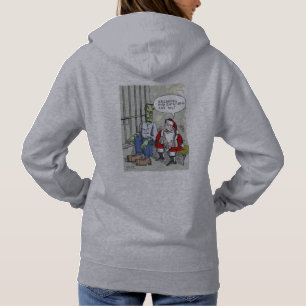 Sudadera con capucha gris para mujeres Santa en la