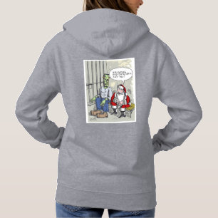 Sudadera con capucha gris para mujeres Santa en la