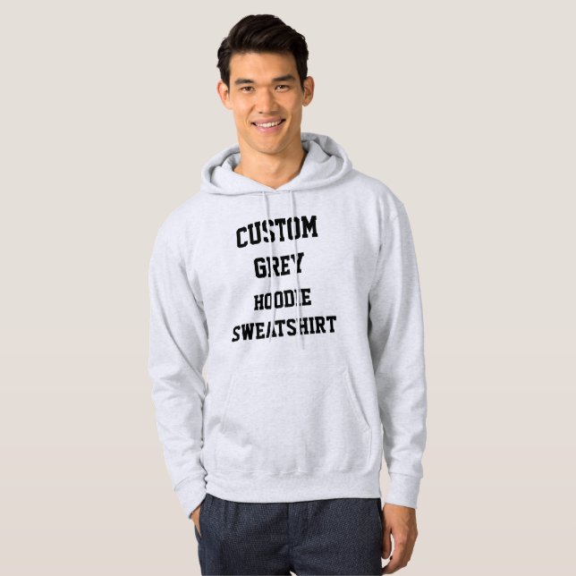 Sudadera con capucha gris personalizada para hombr (Anverso completo)