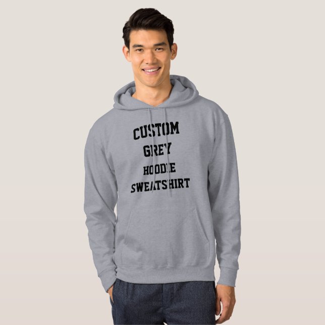 Sudadera con capucha gris personalizada para hombr (Anverso completo)