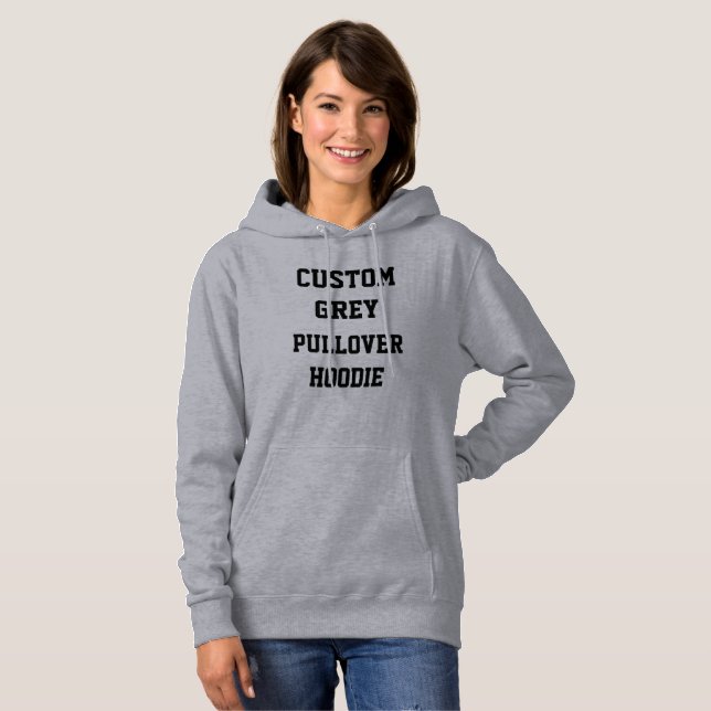 Sudadera con capucha gris personalizada para mujer (Anverso completo)