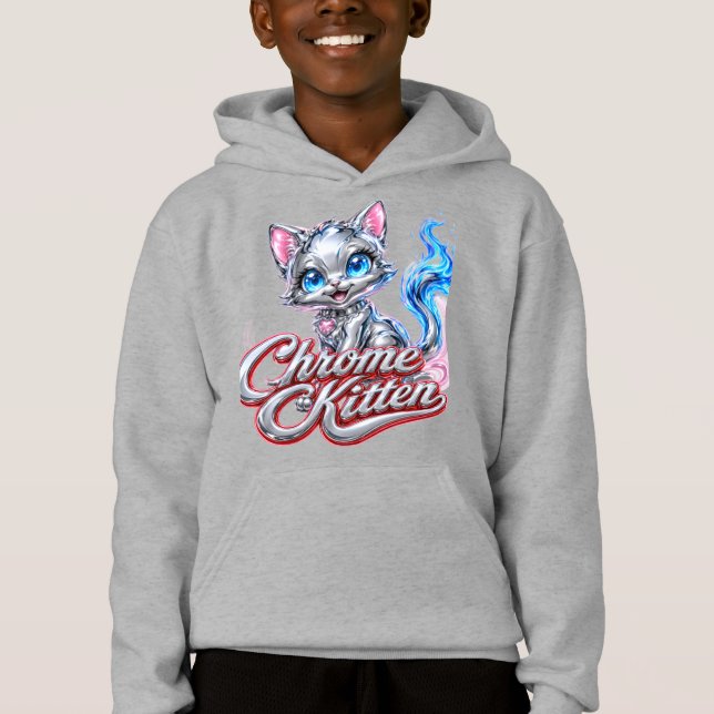 Sudadera con capucha juvenil Chrome Kitten (Anverso)