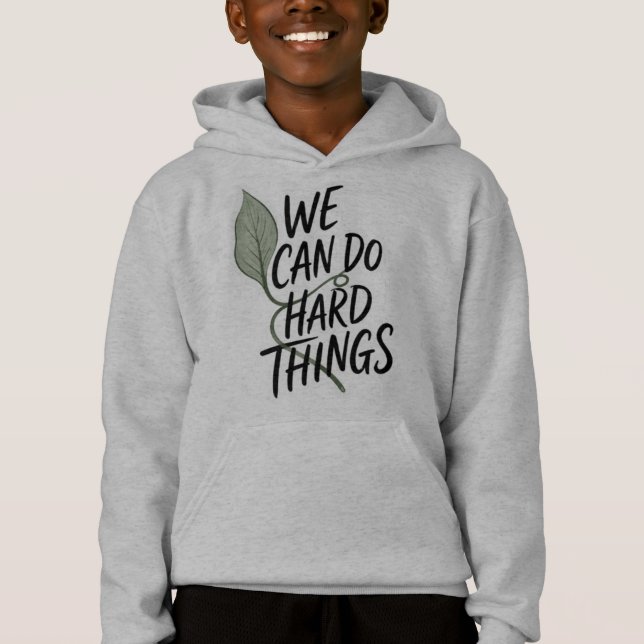 Sudadera con capucha juvenil inspiradora "Podemos  (Anverso)