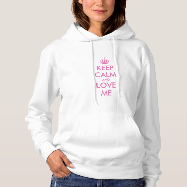 Sudadera con capucha 'Keep calm' con texto rosa |  (Anverso)