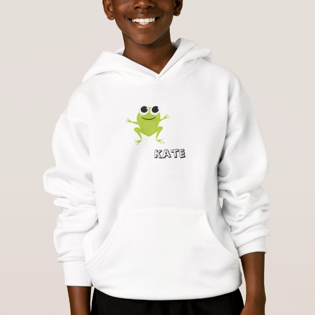 Sudadera con capucha linda de la rana - (Anverso)