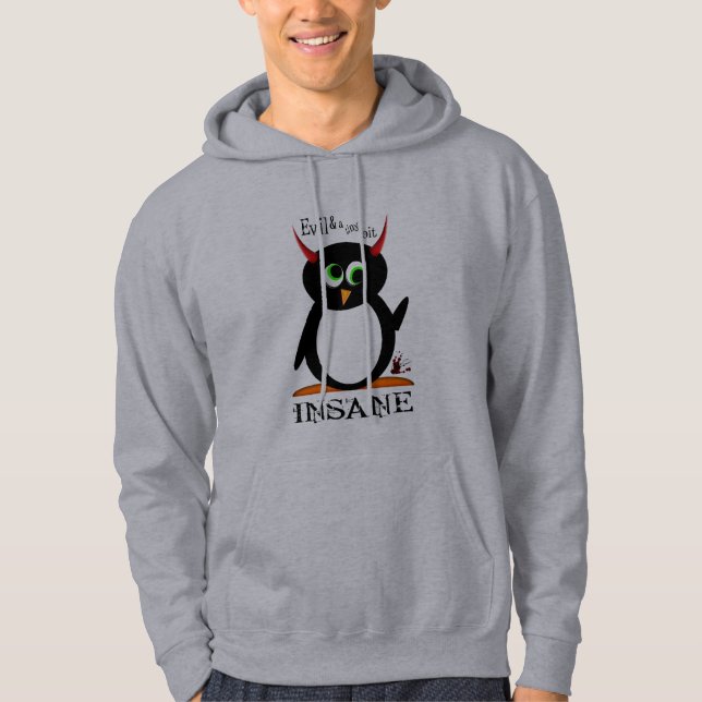 Sudadera con capucha malvada loca del pingüino (Anverso)