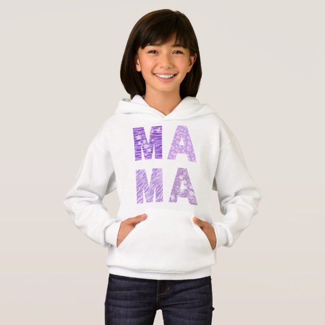 Sudadera con capucha MAMA – Patrón Púrpura Amor Ce (Anverso completo)