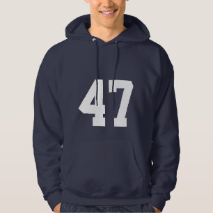 Sudadera con capucha minimalista número 47 azul ma