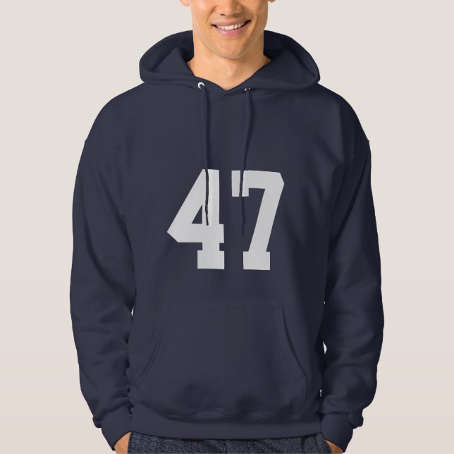 Sudadera con capucha minimalista número 47 azul ma (Anverso)