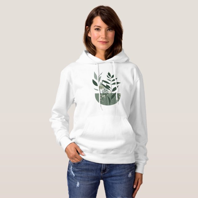 Sudadera con capucha minimalista para mujer de hoj (Anverso completo)