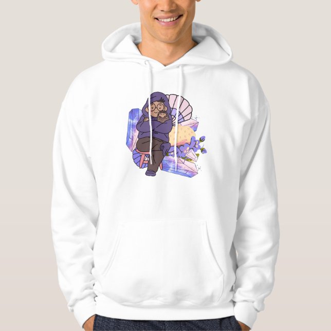 Sudadera con capucha morada acogedora y abrazos de (Anverso)