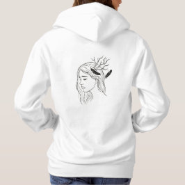 sudadera con capucha negra con arte minimalista 