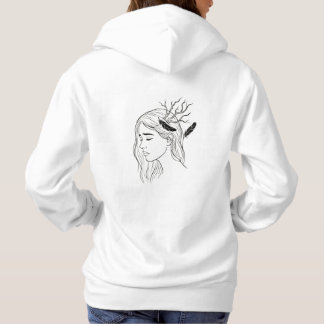 sudadera con capucha negra con arte minimalista