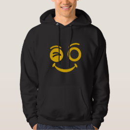 Sudadera con capucha negra con cara sonriente guiñ