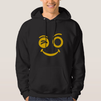 Sudadera con capucha negra con cara sonriente guiñ