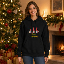 Sudadera con capucha negra de Gnomos Feliz Navidad