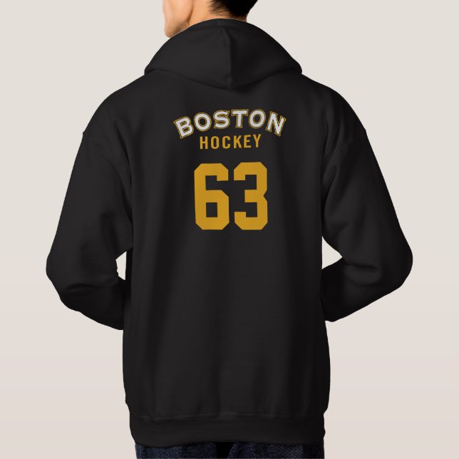 Sudadera con capucha negra de Hockey Boston (Reverso)
