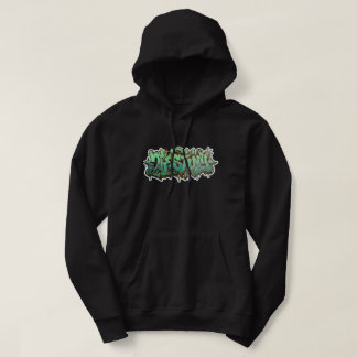 Sudadera con capucha negra de tipografía grafiti v