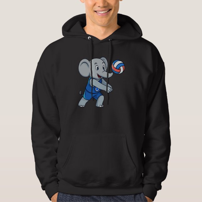 Sudadera con capucha negra divertida de elefante d (Anverso)