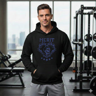 Sudadera con capucha negra gráfica MERIT de cráneo