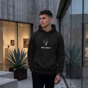 Sudadera con capucha negra moderna gráfico persona