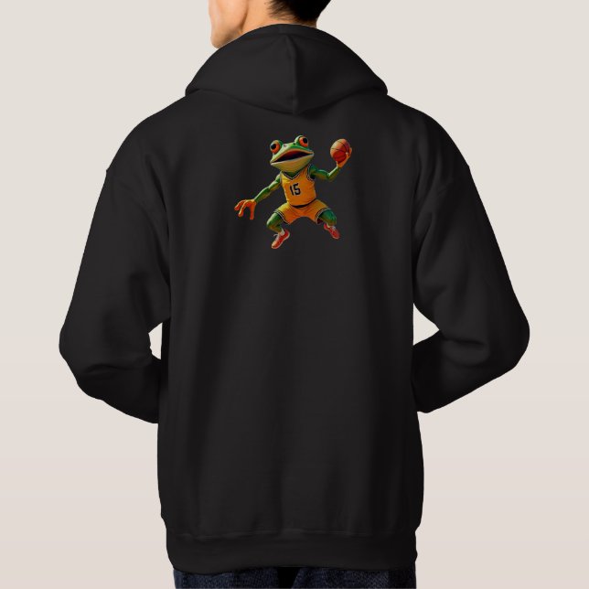 Sudadera con capucha negra para hombres Basketball (Reverso)