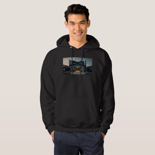 Sudadera con capucha negra para hombres Garage Tec (Anverso completo)