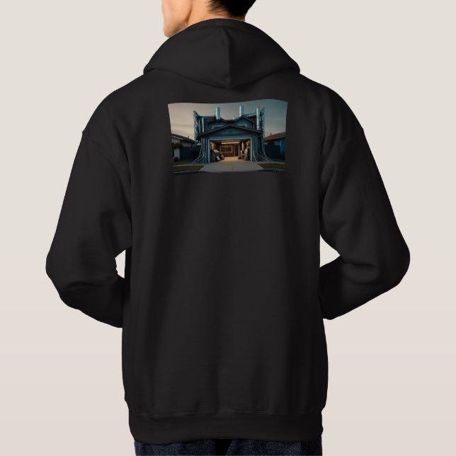 Sudadera con capucha negra para hombres Garage Tec (Reverso)