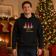 Sudadera con capucha negra para hombres Gnomes Fel