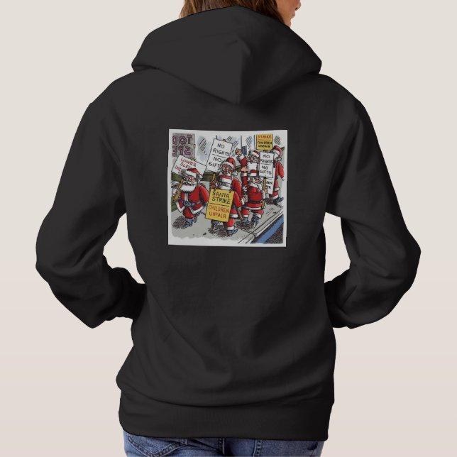 Sudadera con capucha negra para mujeres de Santa S (Reverso)