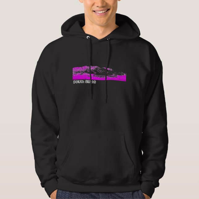 Sudadera con capucha negra y rosada de la mota del (Anverso)