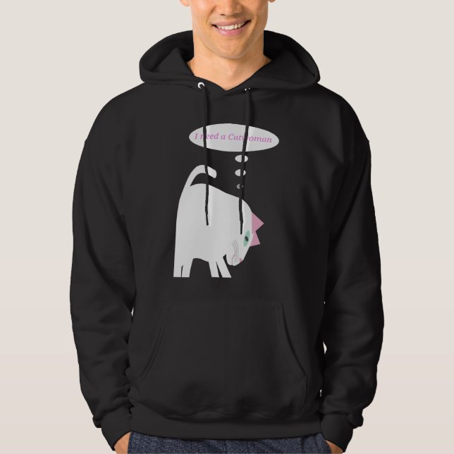 Sudadera con capucha para adultos Thinking Cat (Anverso)