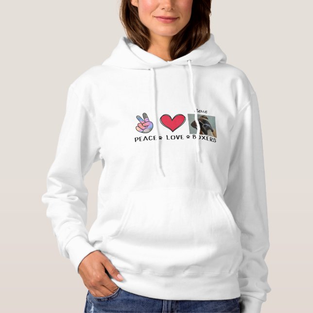 Sudadera con capucha para amantes de Boxers y Paz  (Anverso)
