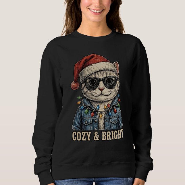 Sudadera con capucha para gato de Navidad acogedor (Anverso)