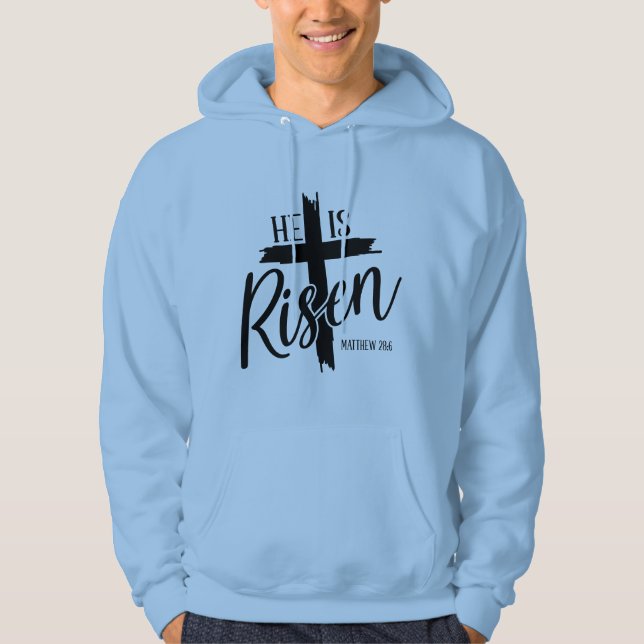Sudadera con capucha para hombre Él ha resucitado (Anverso)