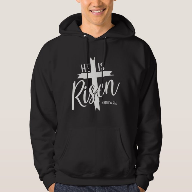 Sudadera con capucha para hombre Él ha resucitado (Anverso)
