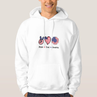 Sudadera con capucha para hombre Peace Love Americ