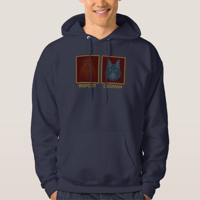 Sudadera con capucha para hombres Bigfoot & Dogman (Anverso)