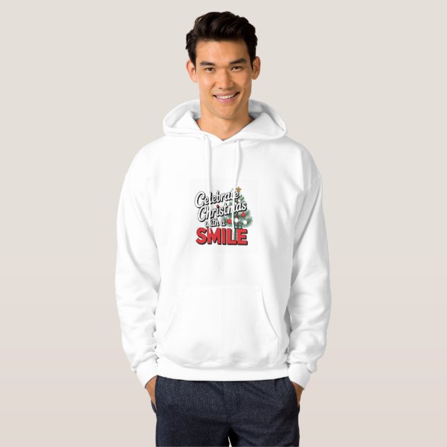 Sudadera con capucha para hombres Celebra la Navid (Anverso completo)