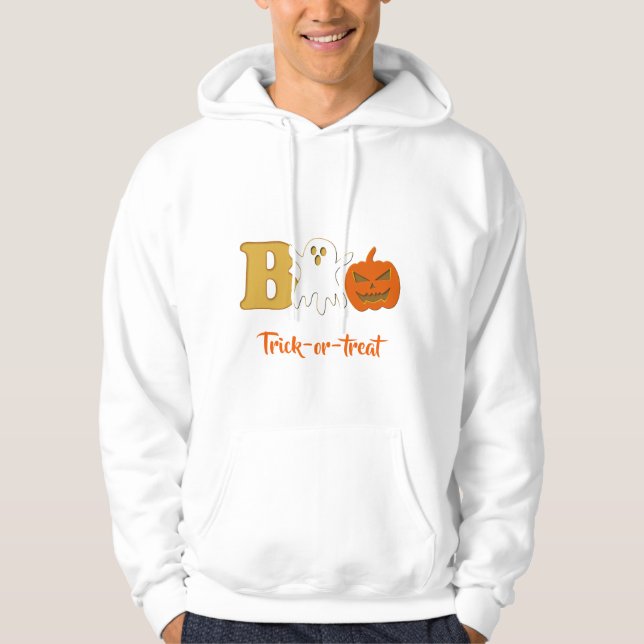 Sudadera con capucha para hombres de Halloween Boo (Anverso)