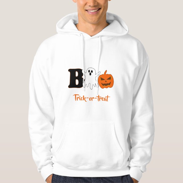 Sudadera con capucha para hombres de Halloween Boo (Anverso)