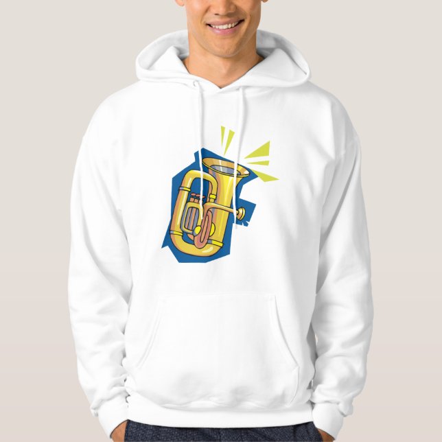 Sudadera con capucha para hombres instrumento Tuba (Anverso)