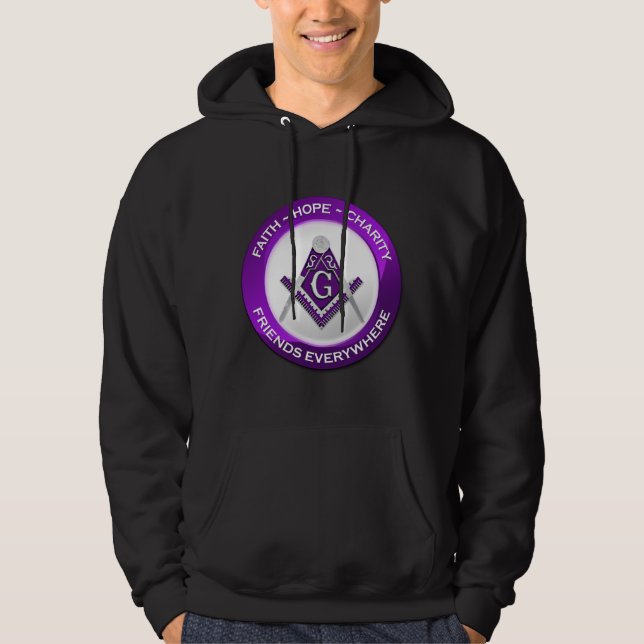 Sudadera con capucha para hombres masónicos púrpur (Anverso)