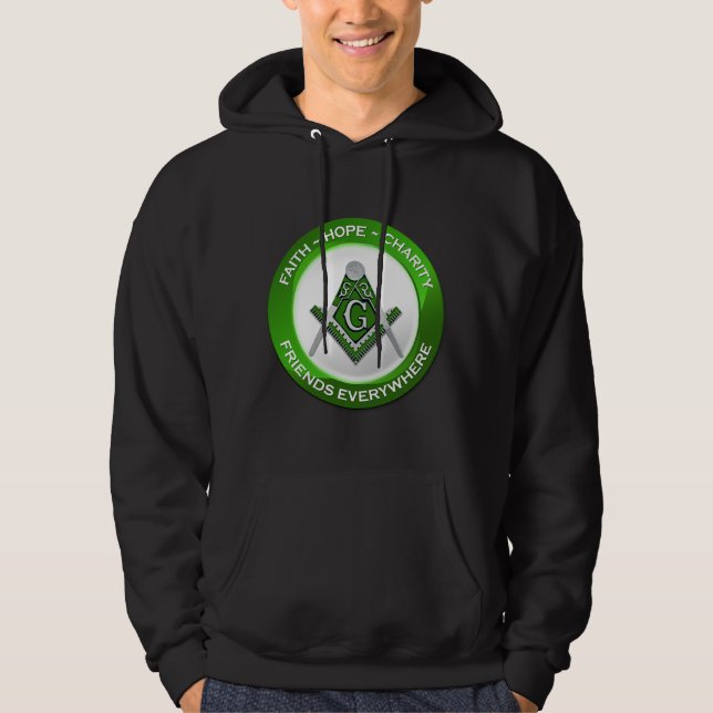 Sudadera con capucha para hombres masónicos Verde (Anverso)
