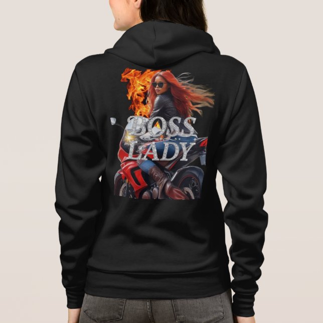Sudadera con capucha para motociclista jefa (Reverso)
