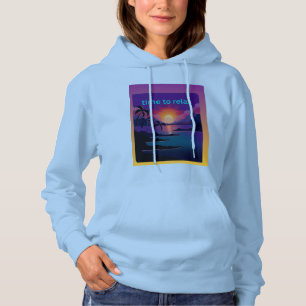 Sudadera con capucha para mujer con palmeras tropi
