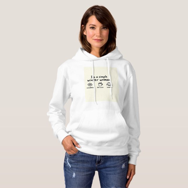 Sudadera con capucha para mujer de invierno simple (Anverso completo)