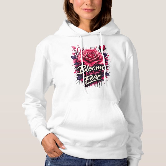 Sudadera con capucha para mujer de rosa floral Blo (Anverso)