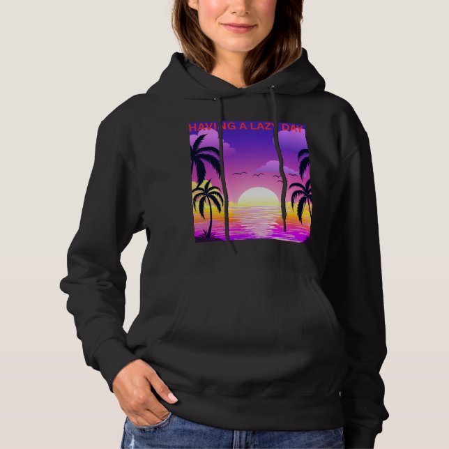 sudadera con capucha para mujer día perezoso puest (Anverso)
