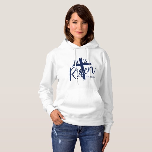 Sudadera con capucha para mujer Él ha resucitado (Anverso completo)